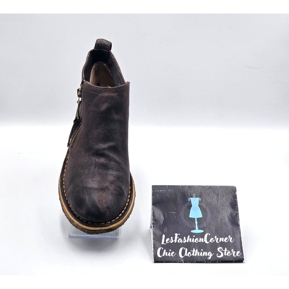 UGG Women's Dark Brown Leather Clementine Shearling Leather Ankle Boot Sz 7 2953 - Picture 15 of 16